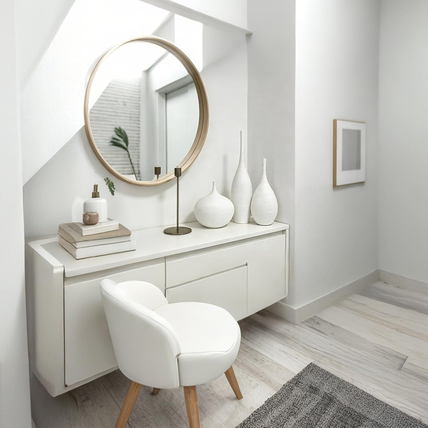 White Ceramic Vase Set of 3, Modern Boho Vases for Centerpiece Decor, Matte Minimalist Decorative White Vases Home Decor, for Living Room, Bookshelf, and Entryway Table Decor