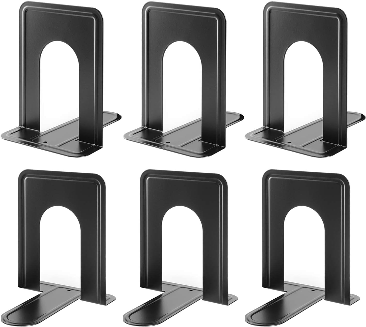 MaxGear Book Ends Universal Premium Bookends for Shelves, Non-Skid Bookend, Heavy Duty Metal Book Stopper for Books/Movies/CDs/Video Games, 6 x 4.6 x 6 in, Black,8 Pairs/16 Pieces, Large