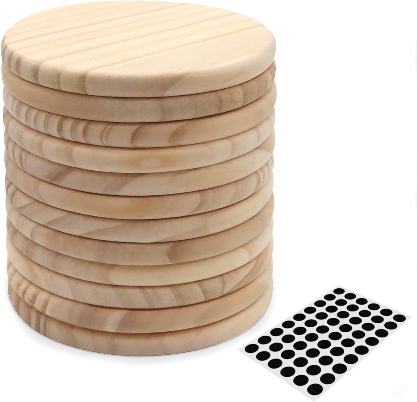 60 PCS Unfinished Square Wood Coasters, SIJDIEE 4 Inch Blank Wooden Craft Coasters with Non-Slip Foam Pad Stickers for DIY Burning Stained Painting Wood Engraving Home Decoration Supplies
