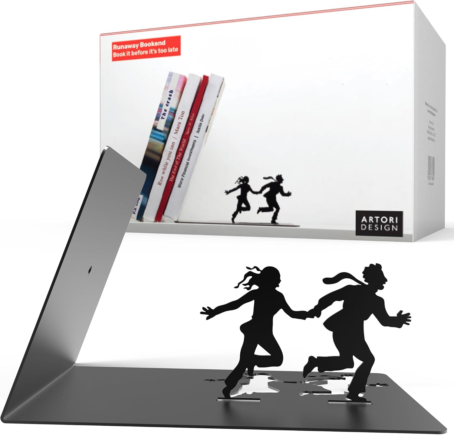 Artori Design Book Ends to Hold Books Heavy Duty Hidden Metal Bookends for Shelves Bookend Book Holder for Home Decorative Gift for Book End Lovers and Home Décor (Supergal+Book&Hero)