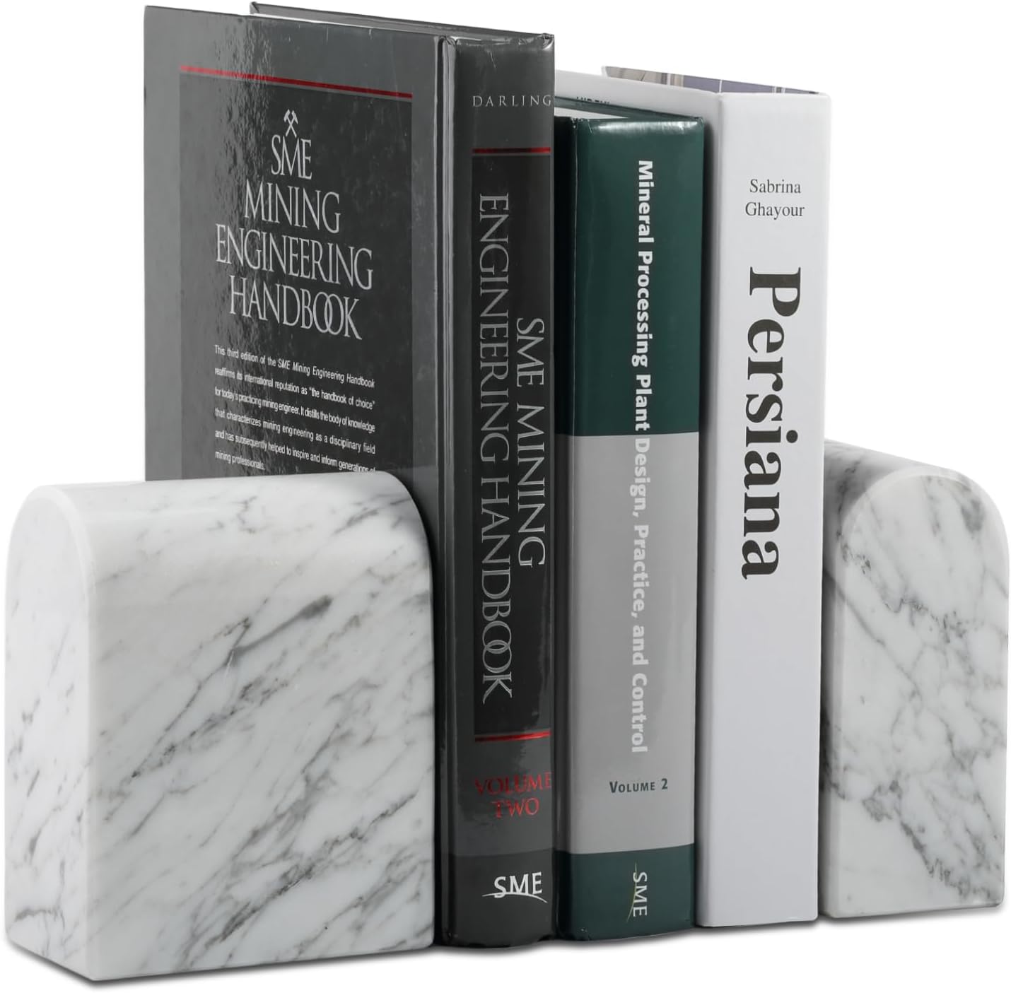 Koville Natural Italian Marble Bookends for Shelves, Book Ends for Heavy Books, 13LBS Ultra Heavy Duty Book Holders, Triumphal Arch Bookends Office Bookshelf Decor for CDs/Video Games(Bianco Carrara)