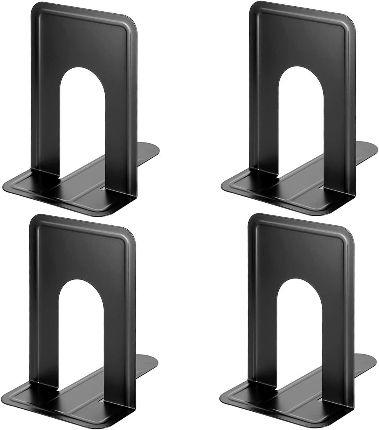 MaxGear Book Ends Universal Premium Bookends for Shelves, Non-Skid Bookend, Heavy Duty Metal Book Stopper for Books/Movies/CDs/Video Games, 6 x 4.6 x 6 in, Black,8 Pairs/16 Pieces, Large