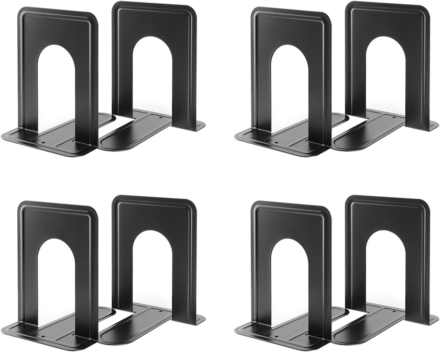 MaxGear Book Ends Universal Premium Bookends for Shelves, Non-Skid Bookend, Heavy Duty Metal Book Stopper for Books/Movies/CDs/Video Games, 6 x 4.6 x 6 in, Black,8 Pairs/16 Pieces, Large