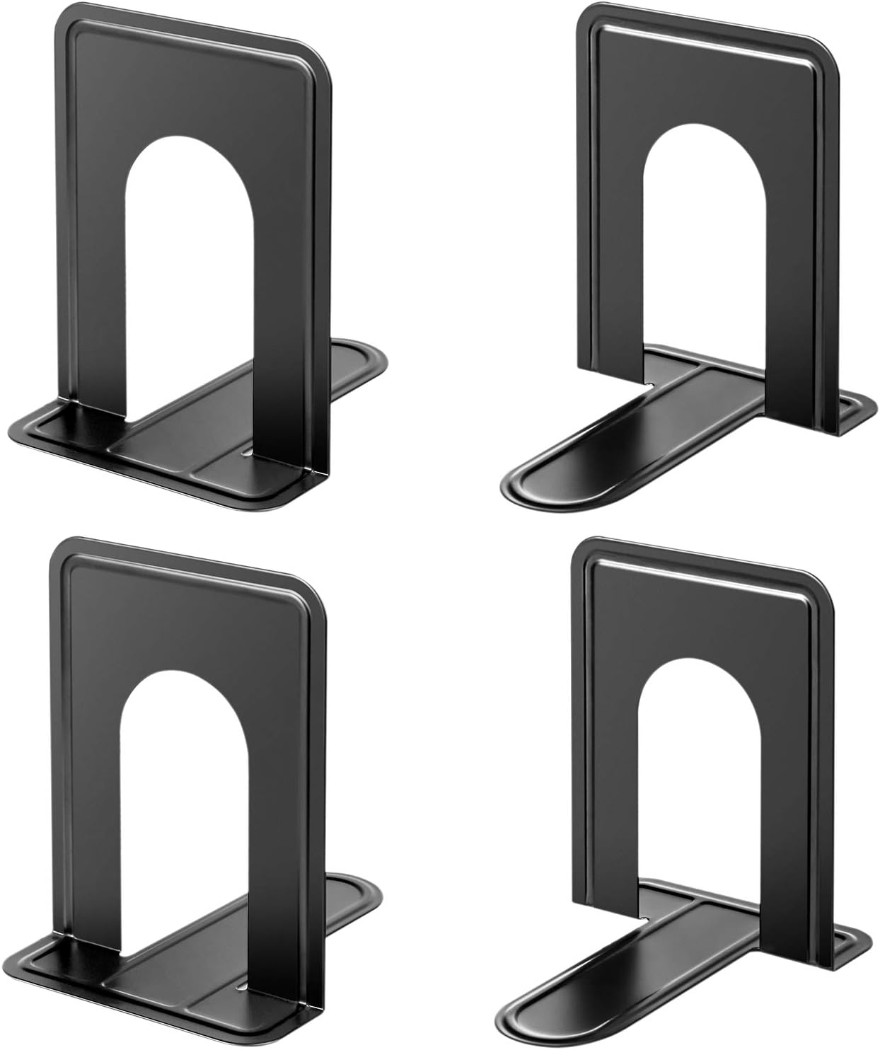 MaxGear Book Ends Universal Premium Bookends for Shelves, Non-Skid Bookend, Heavy Duty Metal Book Stopper for Books/Movies/CDs/Video Games, 6 x 4.6 x 6 in, Black,8 Pairs/16 Pieces, Large