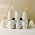 Set of 12 White Ceramic Vase for Pampas Grass Flowers, Japandi Small Vases in Bulk for Wedding Centerpieces, Shelf and Table Decorations, Living Room and Bedroom Decor, DIY Gift