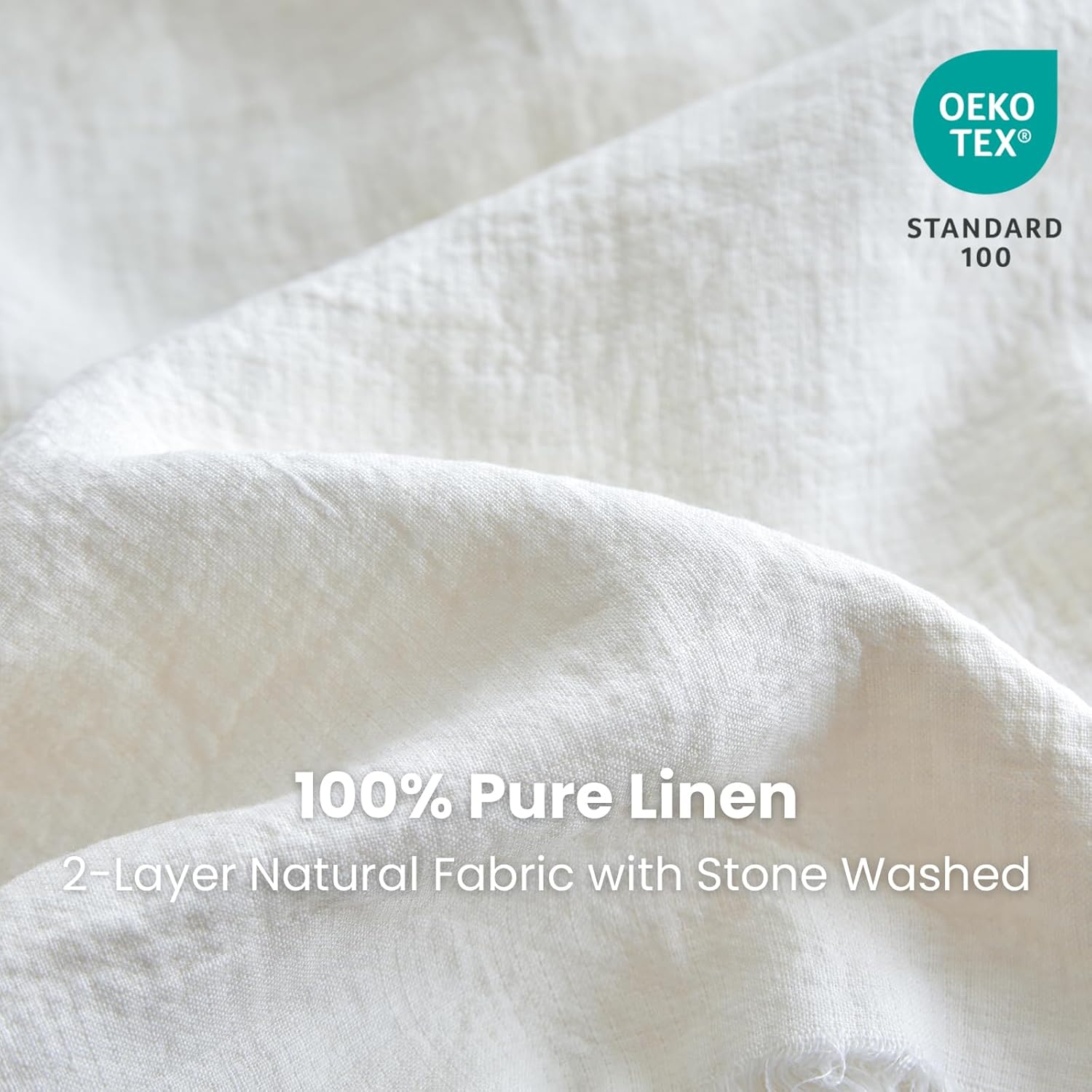 Simple&Opulence 100% Linen Throw Blanket 55x75 inches, Farmhouse Boho Tassel Blanket for Couch, Bed, Sofa, Breathable Natural Cozy Décor, White ﻿