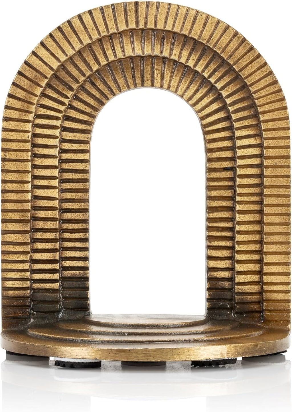 CRAFTSMAN ROAD Cast Iron Brick Arch Bookends Set, Antique Brass Book Ends, 2 Decorative Book Holders for Shelves or Bookcase, Stylish Brass, Non-Skid Anti-Slip Heavy Duty, Home Décor Gift