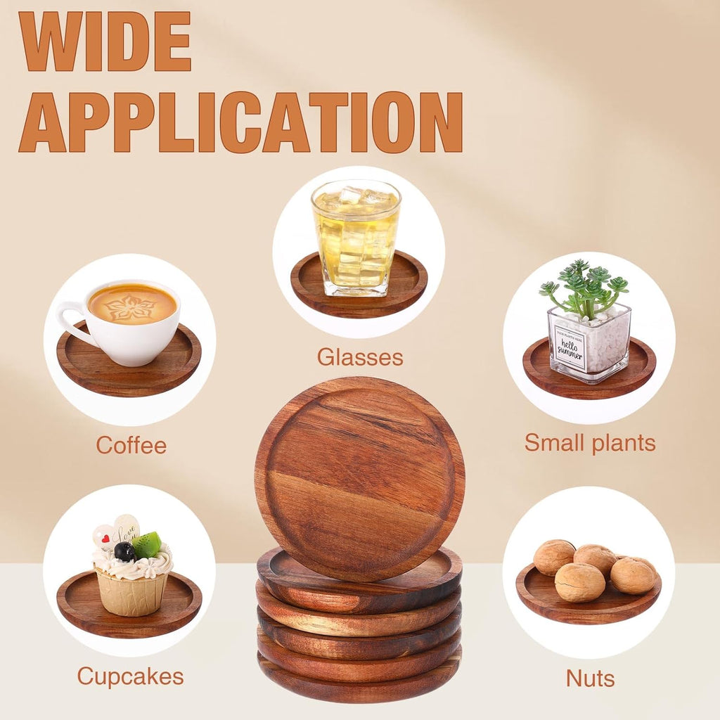 Gejoy 20 Pcs Wooden Coasters for Drinks 5 Inch Natural Stackable Acacia Wood Round Coasters Bulk for Coffee Tabletop Protection for Kinds of Cups Housewarming Gifts Home Bar Table Decor