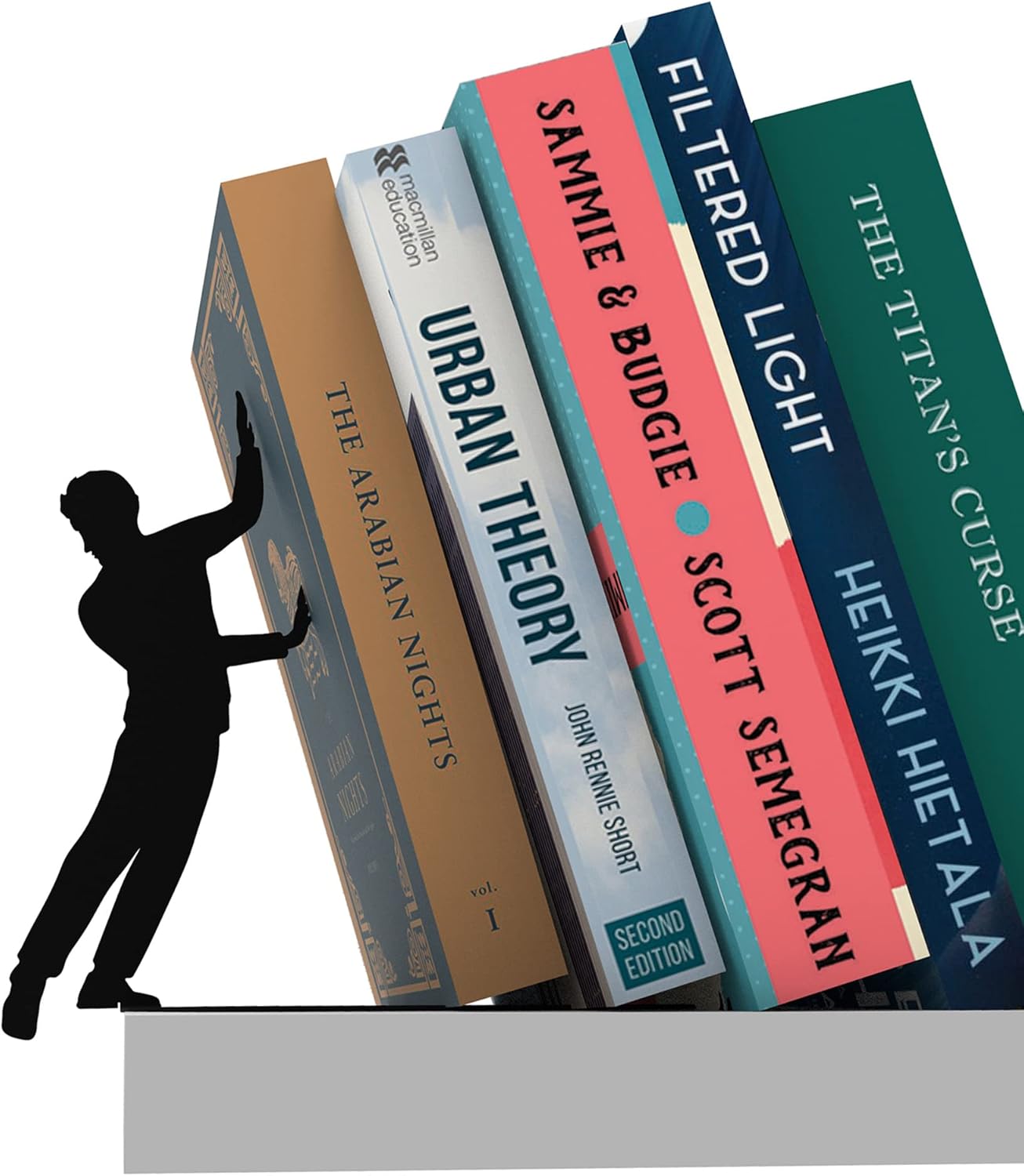 Artori Design Book Ends to Hold Books Heavy Duty Hidden Metal Bookends for Shelves Bookend Book Holder for Home Decorative Gift for Book End Lovers and Home Décor (Supergal+Book&Hero)