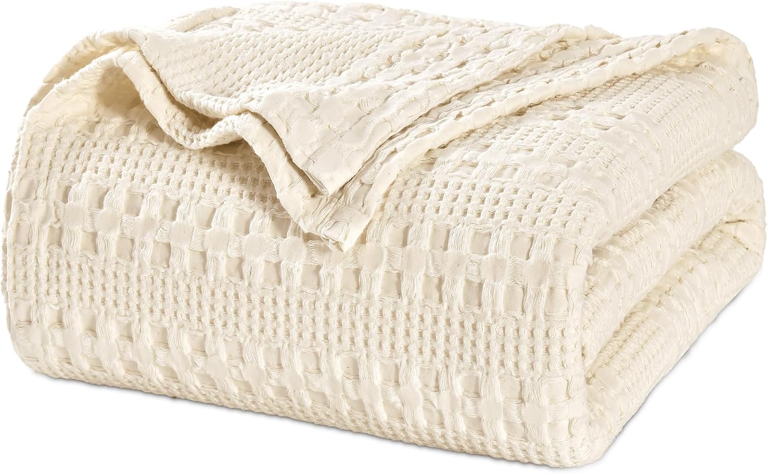 PHF 100% Cotton Waffle Weave Blanket King Size for Bed, Soft Lightweight & Breathable, All-Season Comfort, 300 GSM Luxury Aesthetic Blanket for Home Decor, 108"x90", Oatmeal