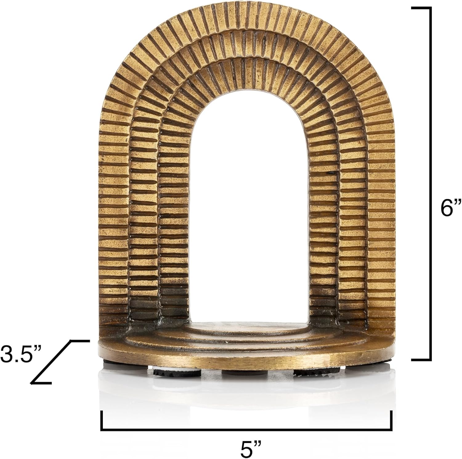 CRAFTSMAN ROAD Cast Iron Brick Arch Bookends Set, Antique Brass Book Ends, 2 Decorative Book Holders for Shelves or Bookcase, Stylish Brass, Non-Skid Anti-Slip Heavy Duty, Home Décor Gift