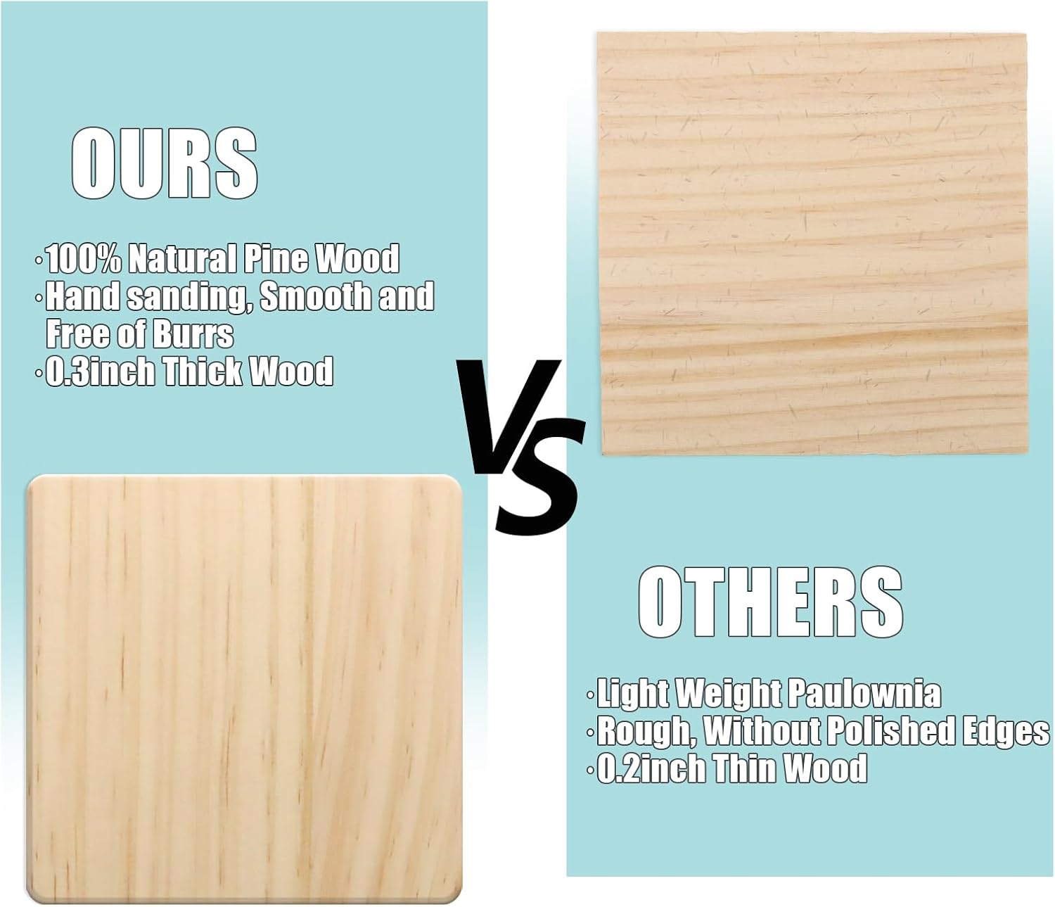 60 PCS Unfinished Square Wood Coasters, SIJDIEE 4 Inch Blank Wooden Craft Coasters with Non-Slip Foam Pad Stickers for DIY Burning Stained Painting Wood Engraving Home Decoration Supplies