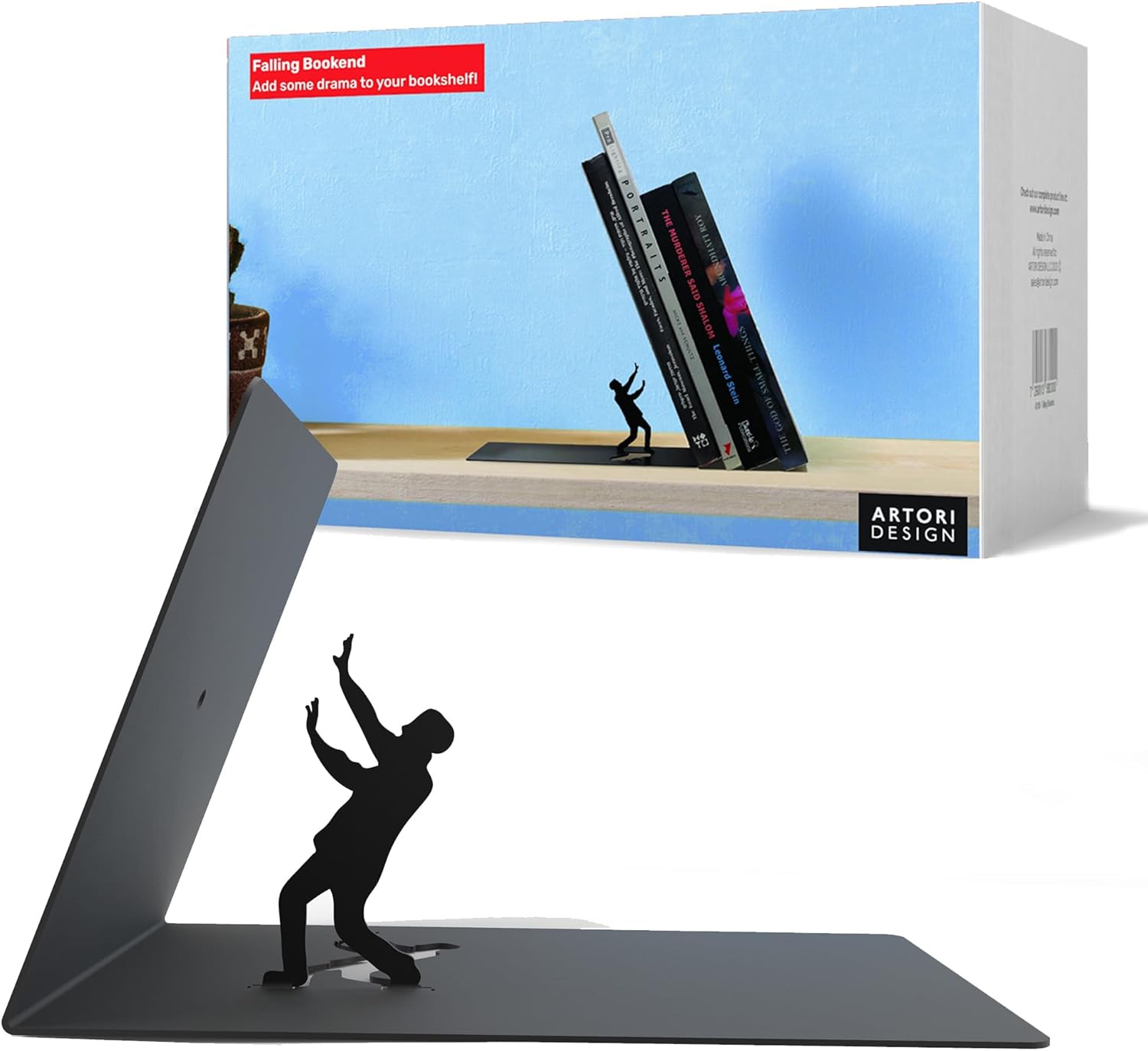 Artori Design Book Ends to Hold Books Heavy Duty Hidden Metal Bookends for Shelves Bookend Book Holder for Home Decorative Gift for Book End Lovers and Home Décor (Supergal+Book&Hero)