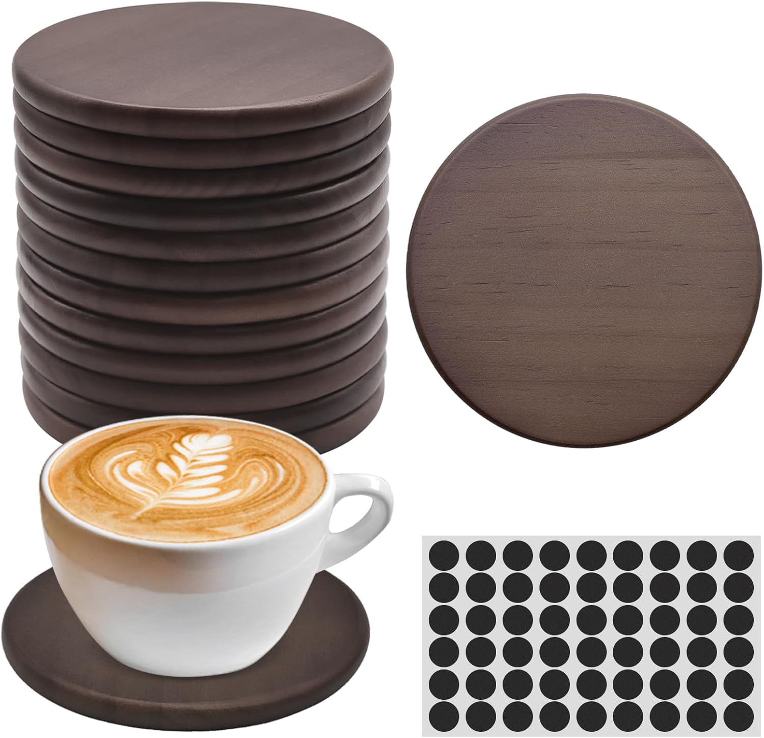 60 PCS Unfinished Square Wood Coasters, SIJDIEE 4 Inch Blank Wooden Craft Coasters with Non-Slip Foam Pad Stickers for DIY Burning Stained Painting Wood Engraving Home Decoration Supplies