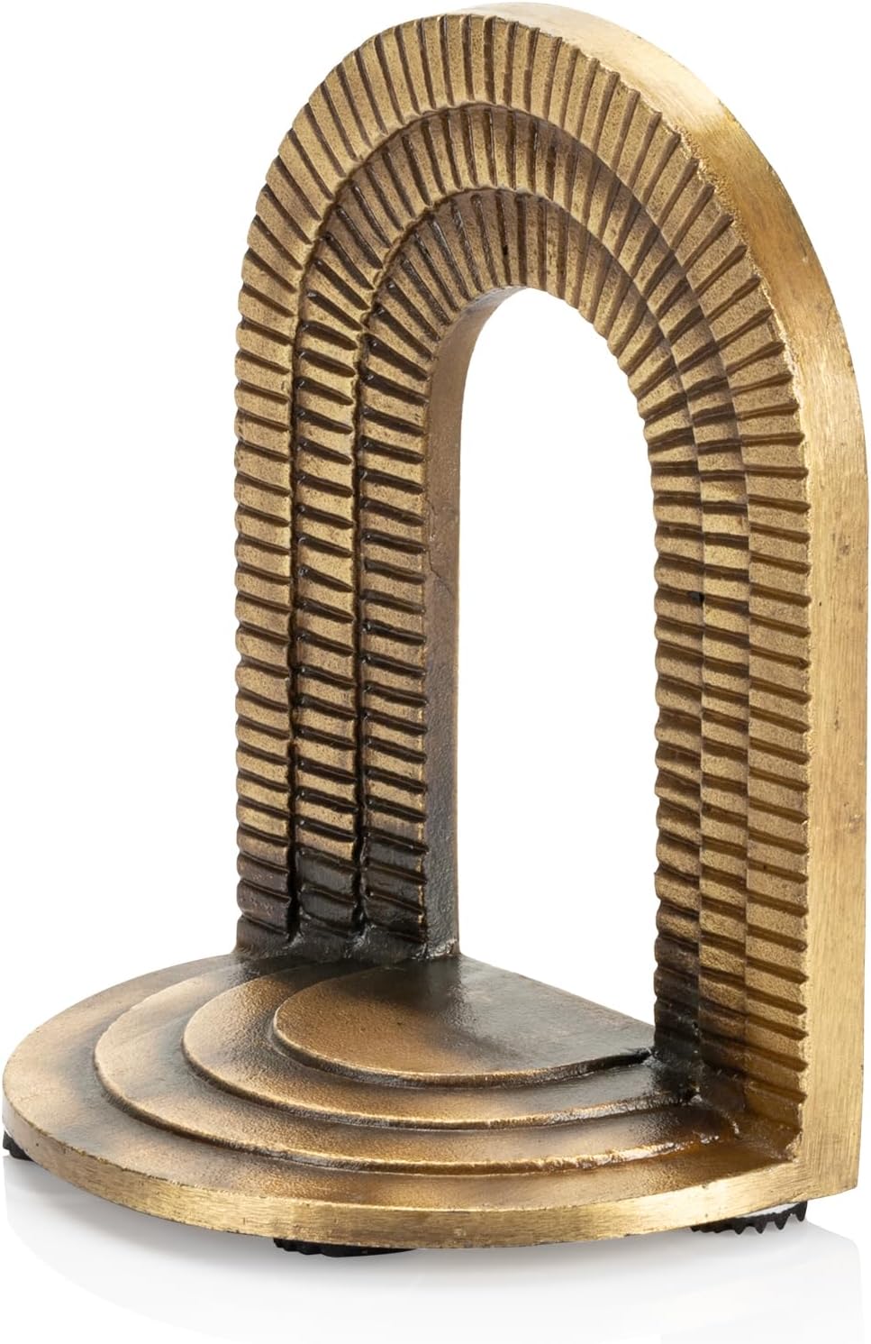 CRAFTSMAN ROAD Cast Iron Brick Arch Bookends Set, Antique Brass Book Ends, 2 Decorative Book Holders for Shelves or Bookcase, Stylish Brass, Non-Skid Anti-Slip Heavy Duty, Home Décor Gift