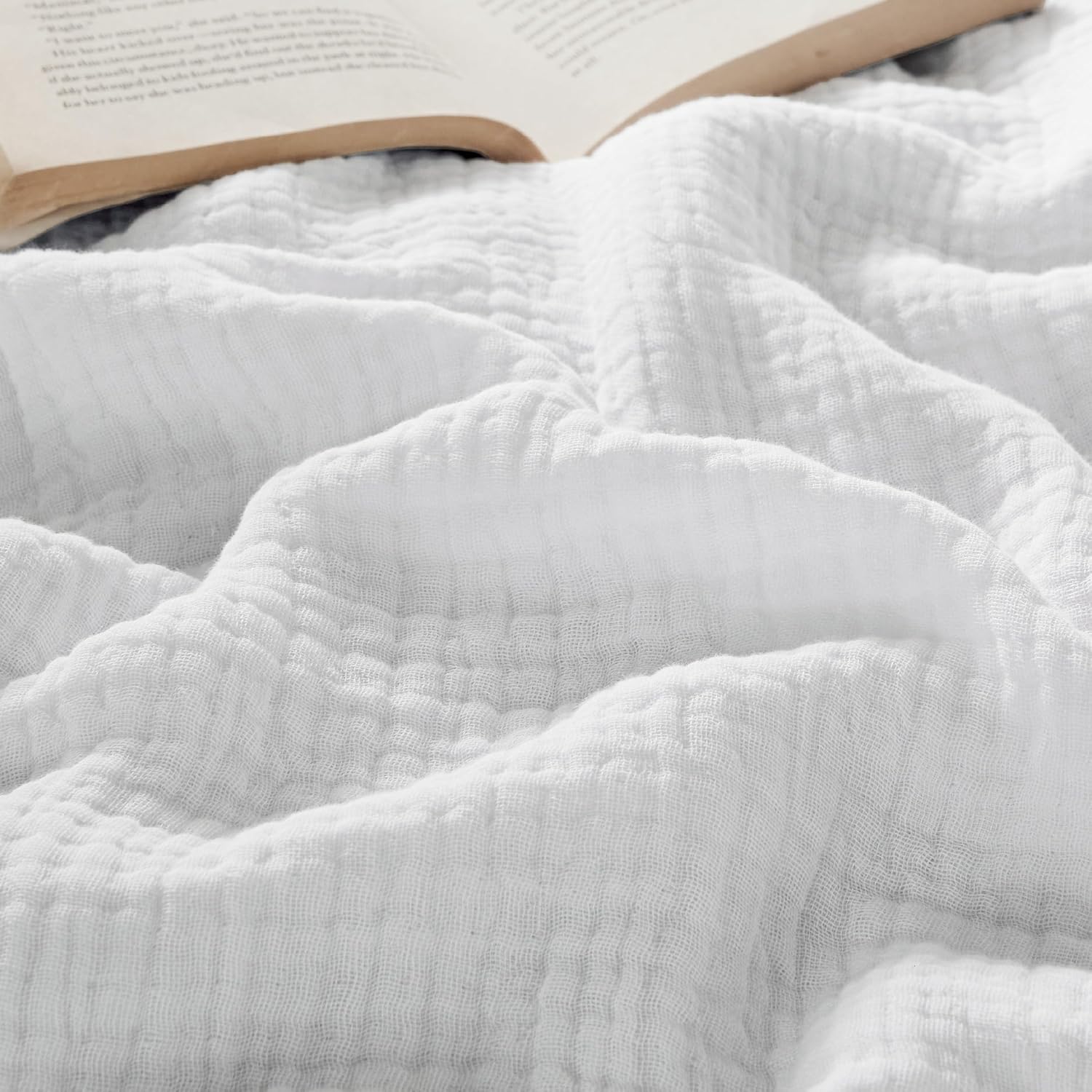 Bedsure 100% Cotton Muslin Blanket King Size for Bed - 4-Layer Breathable and Lightweight Thin Soft Summer Gauze Muslin Blanket for Adults, Linen Beige, 108x90 Inches