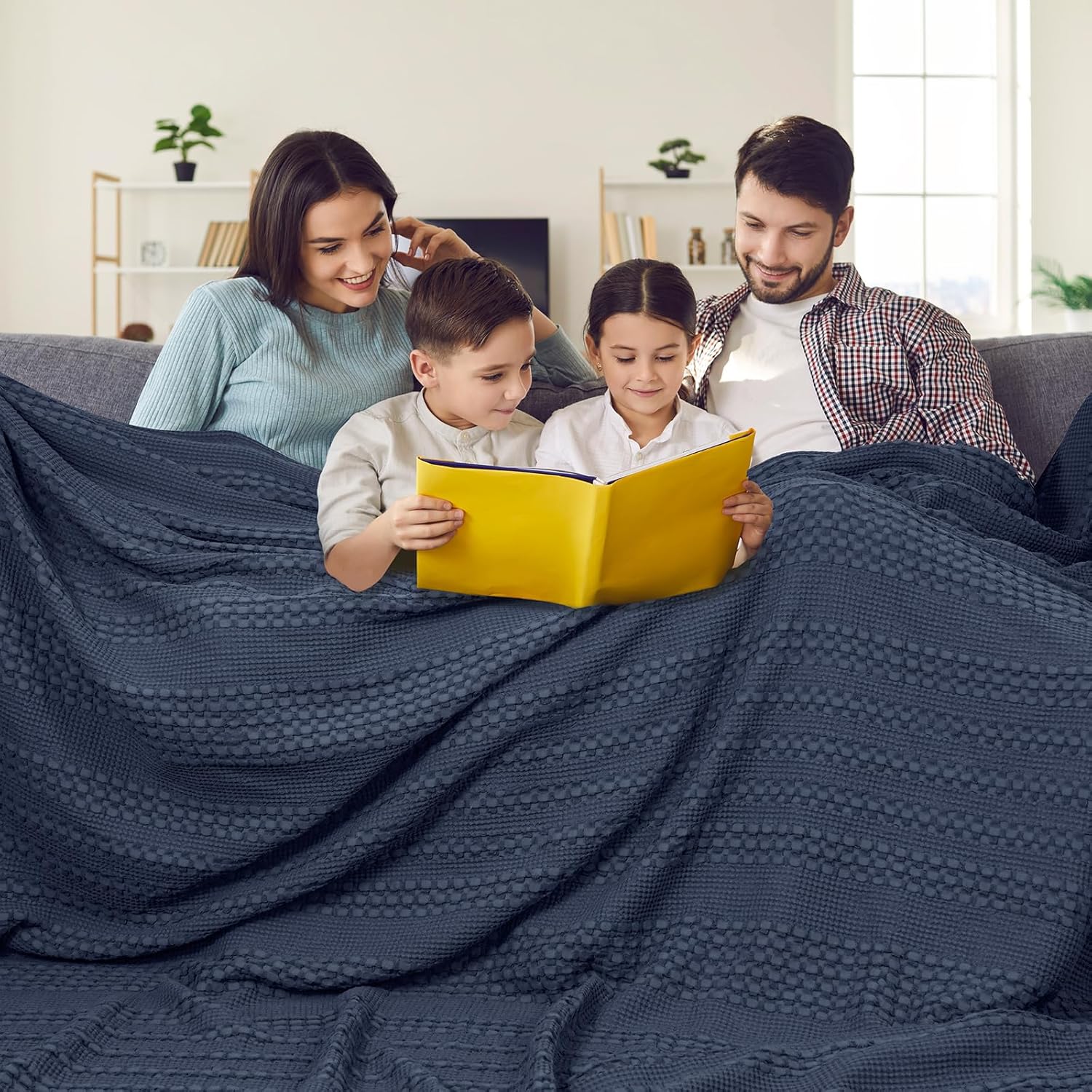 PHF 100% Cotton Waffle Weave Blanket King Size for Bed, Soft Lightweight & Breathable, All-Season Comfort, 300 GSM Luxury Aesthetic Blanket for Home Decor, 108"x90", Oatmeal