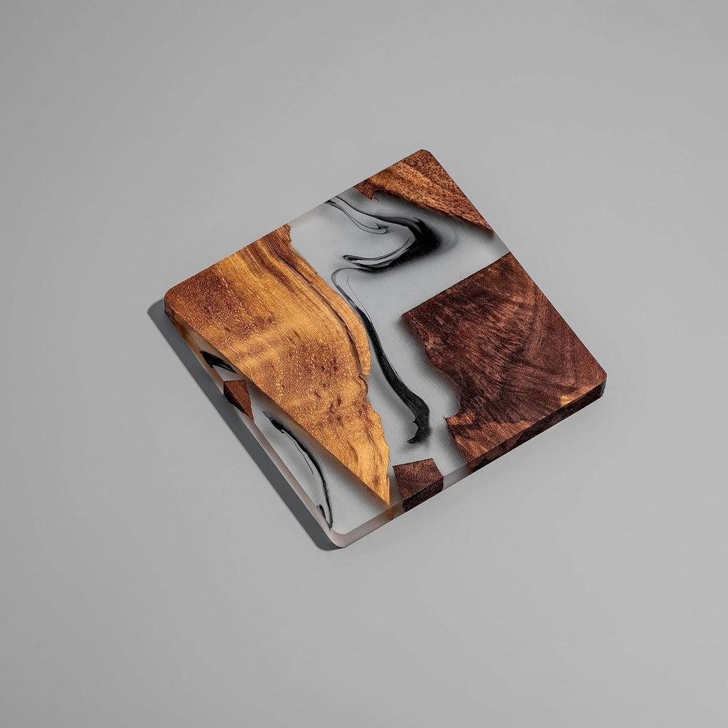 Walnut Coasters Set, Modern Coasters with Holder