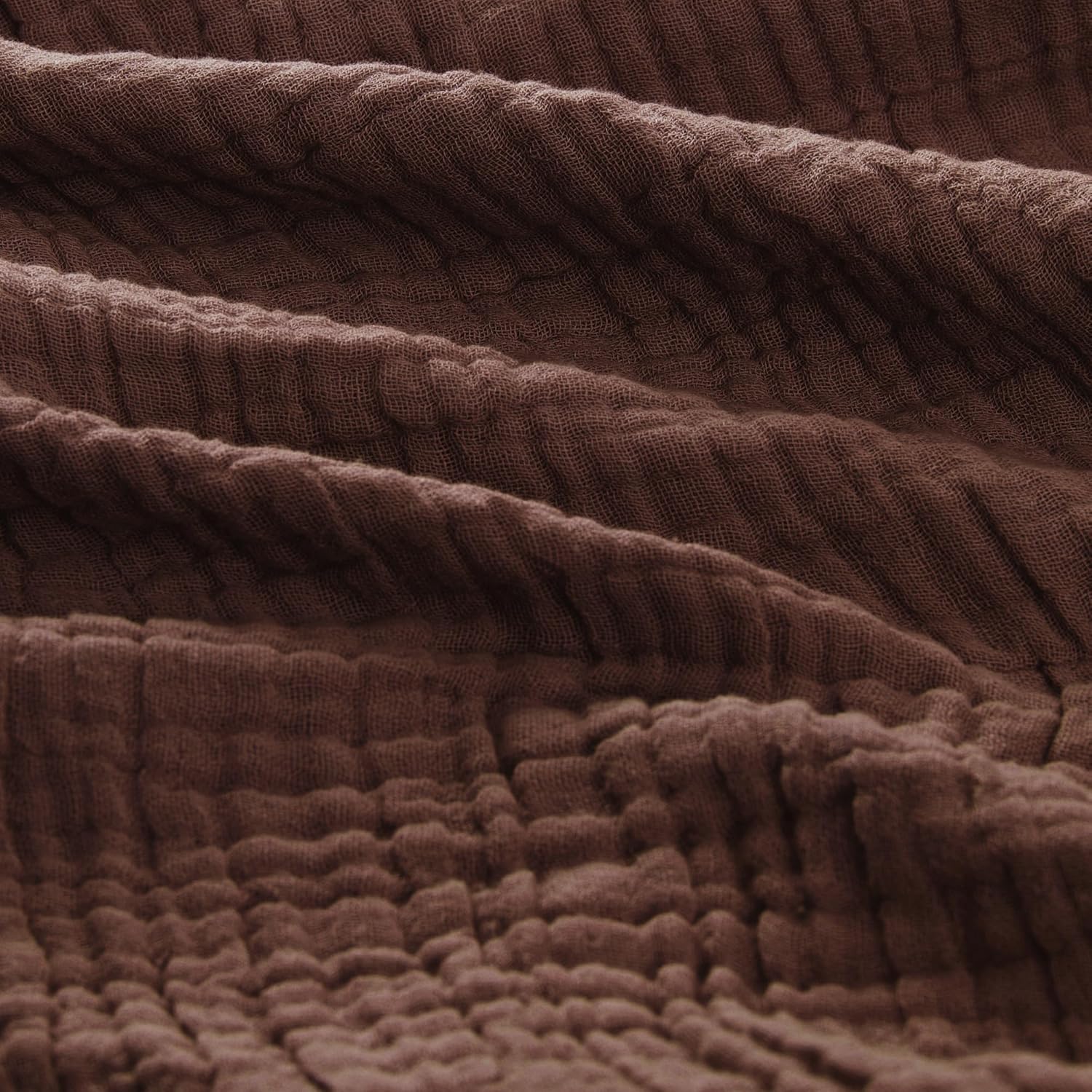 Carriediosa 100% Cotton Muslin Throw Blanket 108" X 90" King Size，4-Layers Summer Gauze Throws for Bed Couch，Soft Lightweight Breathable Linen Blankets Bedspread for Adults All Season，Dark Brown