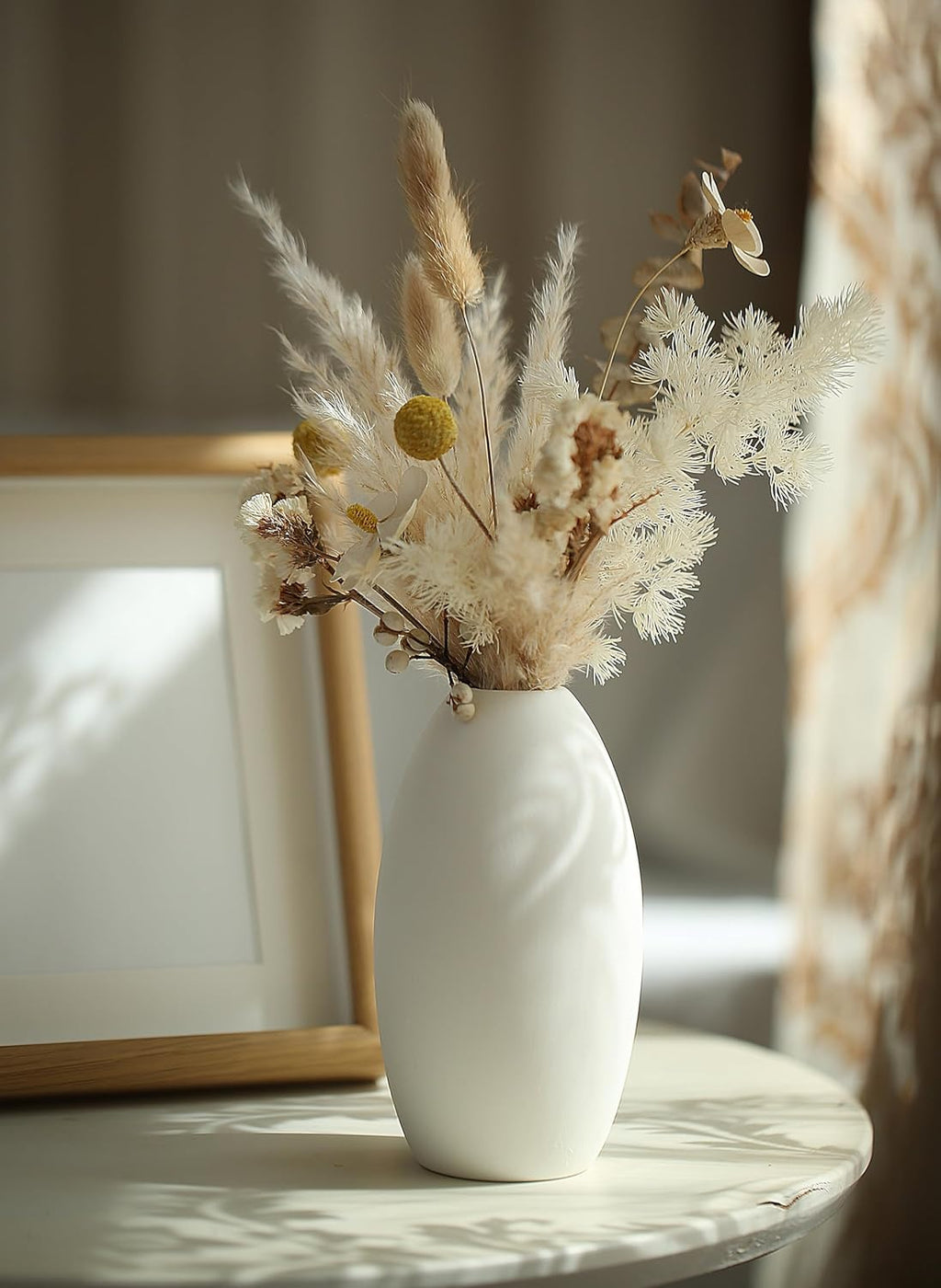 Set of 12 White Ceramic Vase for Pampas Grass Flowers, Japandi Small Vases in Bulk for Wedding Centerpieces, Shelf and Table Decorations, Living Room and Bedroom Decor, DIY Gift