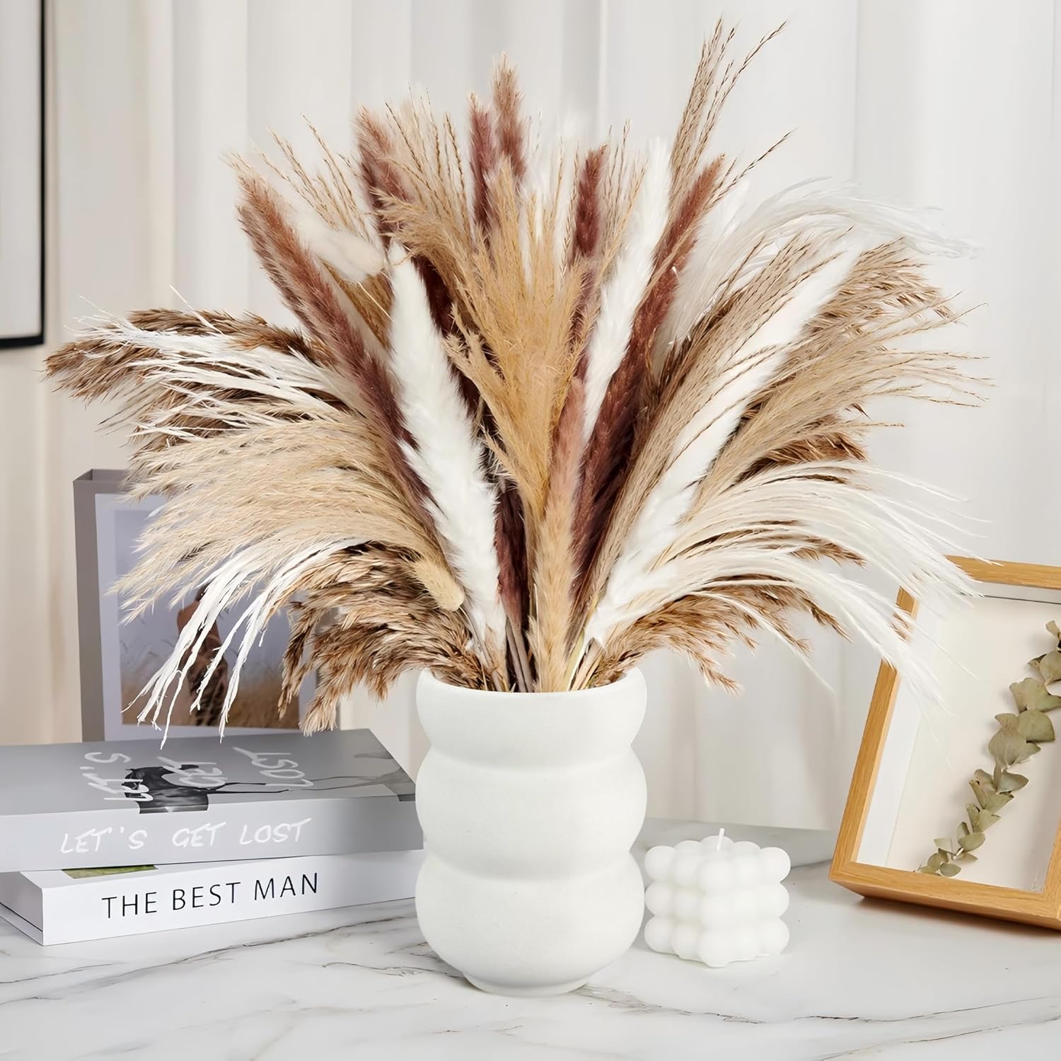 White Vases Set of 10, Small Ceramic Flower Vases Bulk Bud Vases for Wedding Table Centerpieces Decor Pampas Grass Modern Boho Home Party Decor DIY Gift