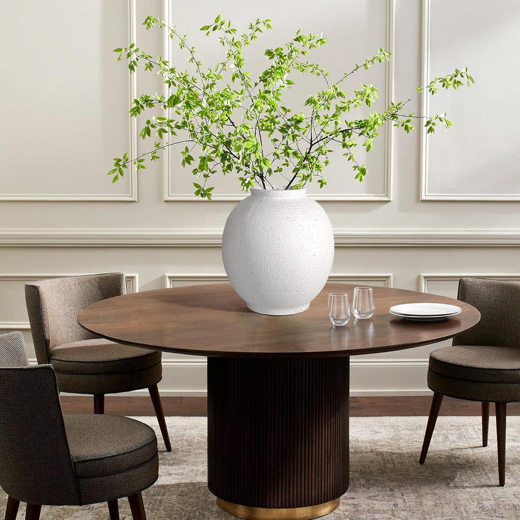 White Ceramic Large Vase - 11 Inch Round Modern Ceramic Vases,Tall Vase for Decor Living Room Table Decor and Festive Home Interiors