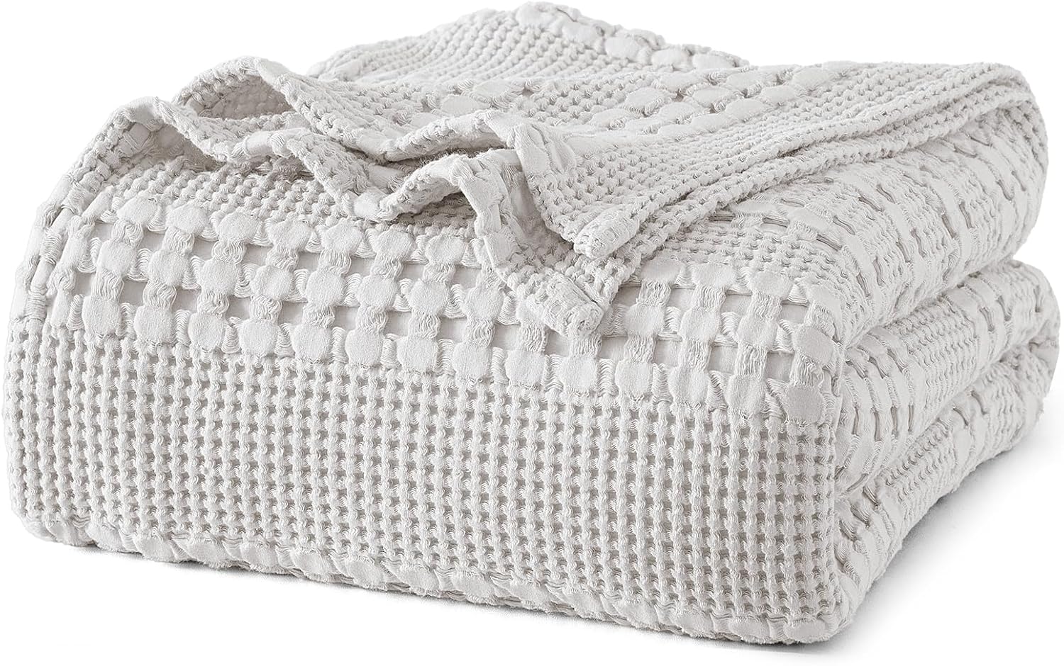 PHF 100% Cotton Waffle Weave Blanket King Size for Bed, Soft Lightweight & Breathable, All-Season Comfort, 300 GSM Luxury Aesthetic Blanket for Home Decor, 108"x90", Oatmeal