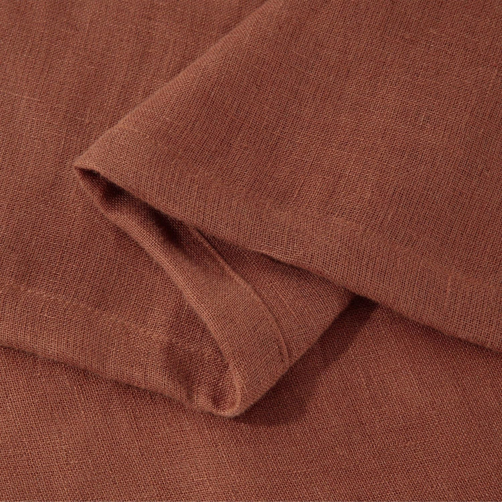 Chezmoi Collection Brussels Belgian Flax Linen Throw Blanket, 50" x 70" - Pre-Washed Super Soft Lightweight Breathable Summer Blanket Sedona Red Color for Living Room Couch & Bed