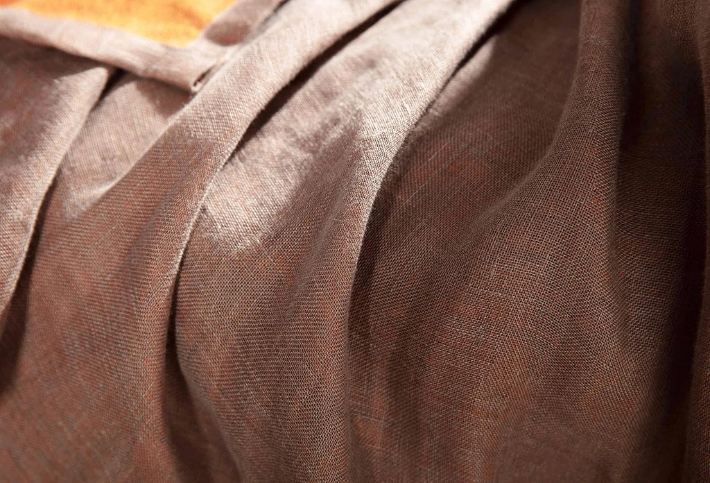 Chezmoi Collection Brussels Belgian Flax Linen Throw Blanket, 50" x 70" - Pre-Washed Super Soft Lightweight Breathable Summer Blanket Gray/Orange Color for Living Room Couch & Bed