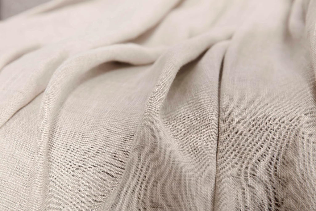 Chezmoi Collection Brussels Belgian Flax Linen Throw Blanket, 50" x 70" - Pre-Washed Super Soft Lightweight Breathable Summer Blanket Undyed Linen Color for Living Room Couch & Bed
