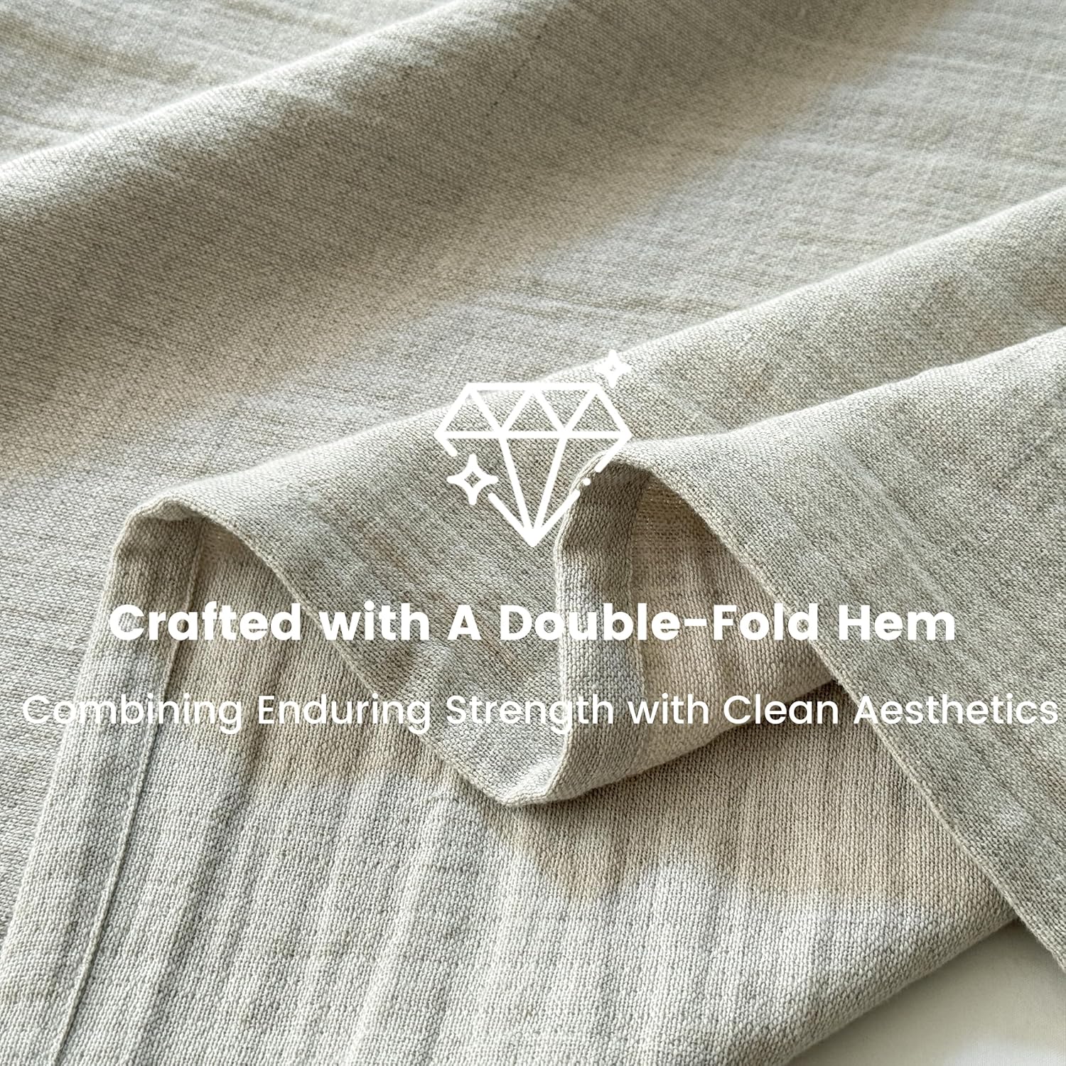 Simple&Opulence Linen Cotton Blanket with Double Layered Folded Edge for Couch/Bed/Sofa/Gift, Natural Flax Solid Color Soft Breathable Cozy Farmhouse Home Décor - Linen, 104"x90"