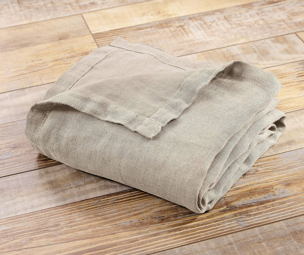 Chezmoi Collection Brussels Belgian Flax Linen Throw Blanket, 50" x 70" - Pre-Washed Super Soft Lightweight Breathable Summer Blanket Undyed Linen Color for Living Room Couch & Bed